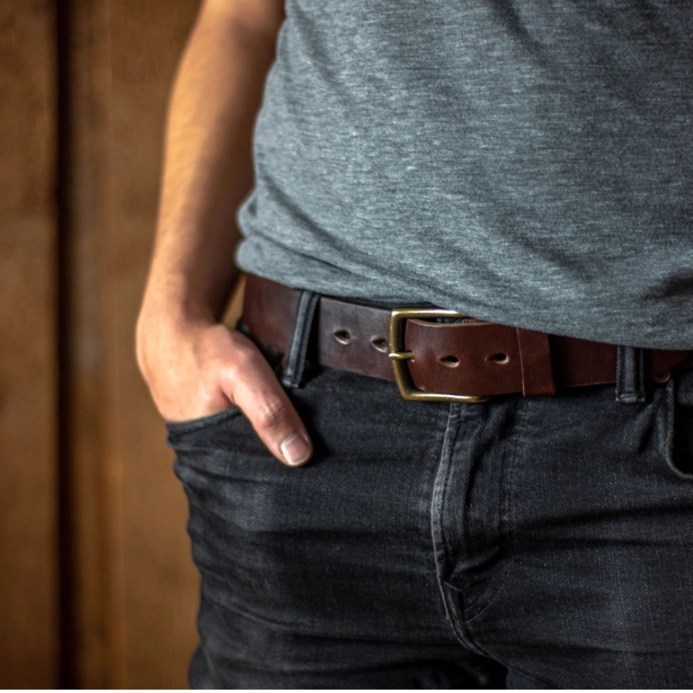 Ashland Horween Real Brown Leather Belt OS - Picture 3 of 13
